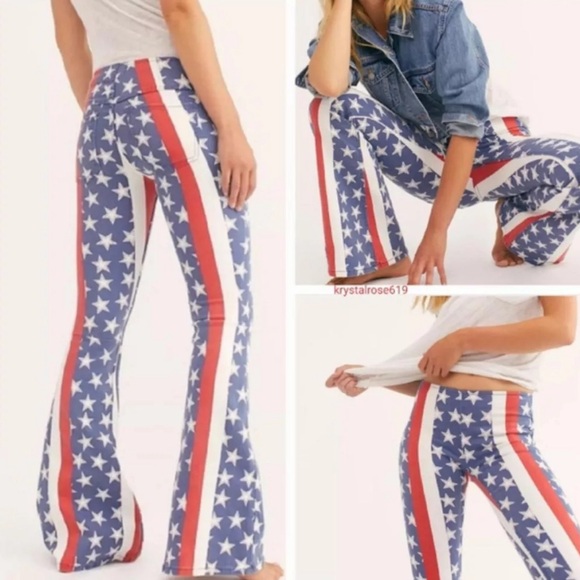 Free People Star-Patterned Flare Pants - Picture 5 of 8